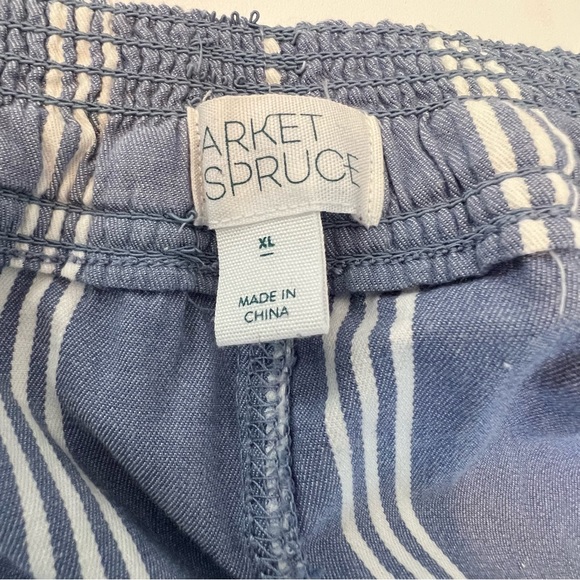 Blue & White Pinstripe Cotton Drawstring Shorts Market & Spruce - Picture 8 of 8